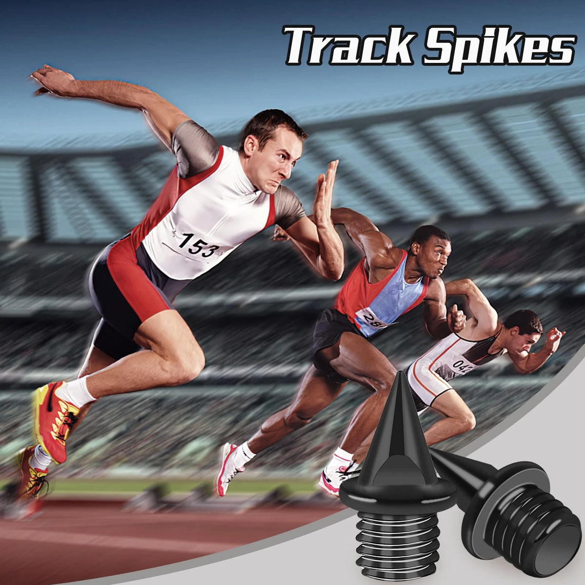 JULMELON 1/4 Inch Steel Track Spikes,60pcs Spikes with Inch, Black