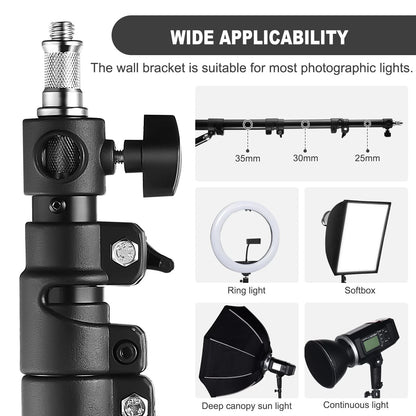 LOMTAP Ring Light Wall Mount Adjustable 45.7" Boom Arm 3.8ft, Black 3.8ft