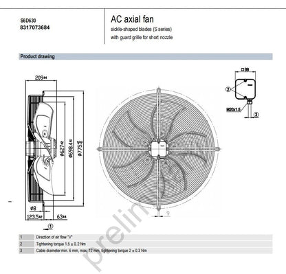 Ebmpapst S6D630 8317073684 Axial Fan 400V 50Hz 630MM Air Conditioner Cooling Fan