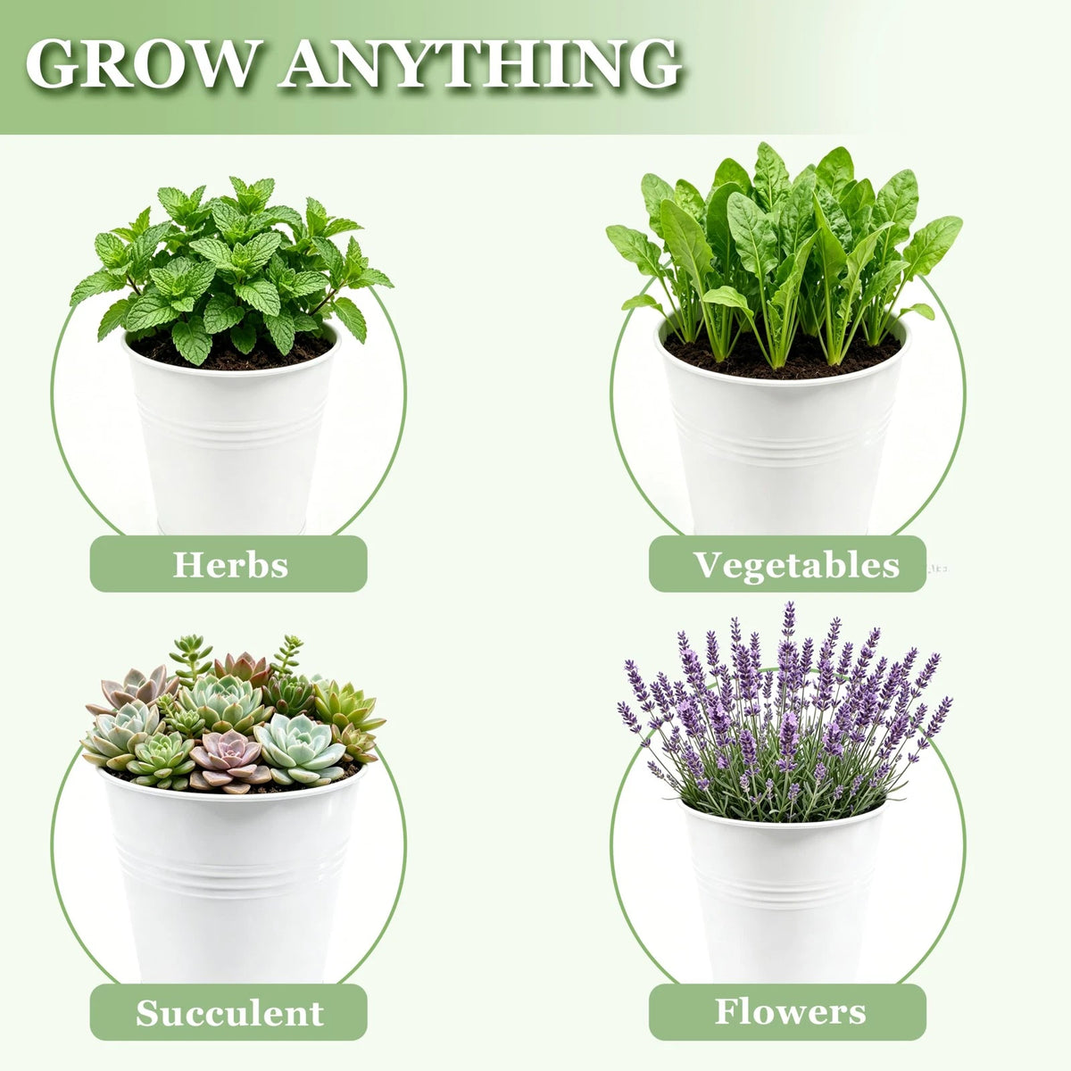 TCBWFY Indoor Herb Garden Planter Set - 3 Pack 4.7" White 4.7 inches,