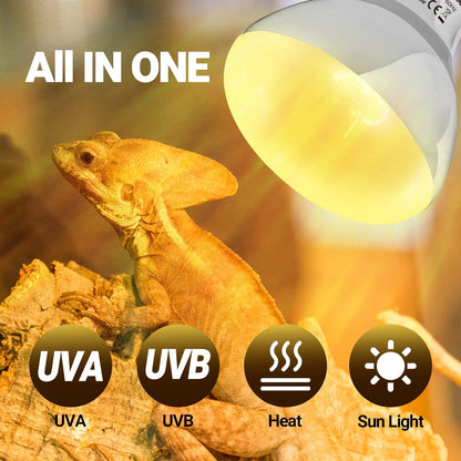 REPTI ZOO 100W Reptile Heat Lamp UVA UVB Light, Full Spectrum White