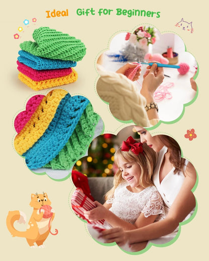 Katech Crochet Kit for Beginners, Dishcloth Small to Medium, Colorful