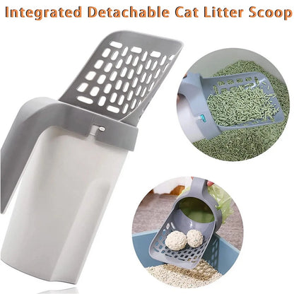 Cat Litter Scoop With 1 Bag Rolls (15Bags) , Integrated Detachable Shovel