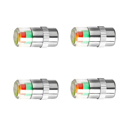 4 PCS Tire Pressure Monitor Valve Caps, 3 Color Visual Alarm Pressure Detectors