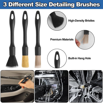 NIKCOSMK Windshield Cleaner Tool, 14Pcs Car Cleaning Kit - Interior Black