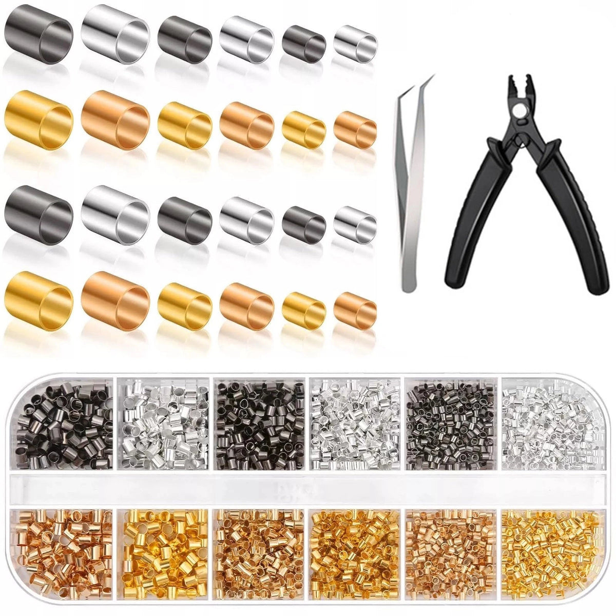 2200PCS  Plated Copper Crimping Beads Accessories For DIY Jewelry Making