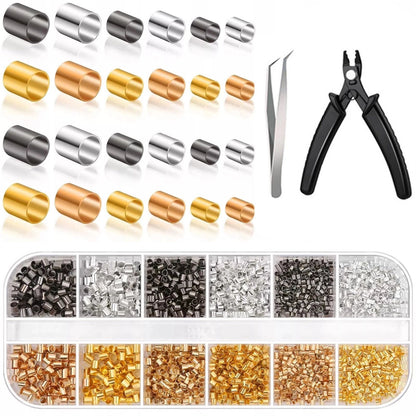 2200PCS  Plated Copper Crimping Beads Accessories For DIY Jewelry Making
