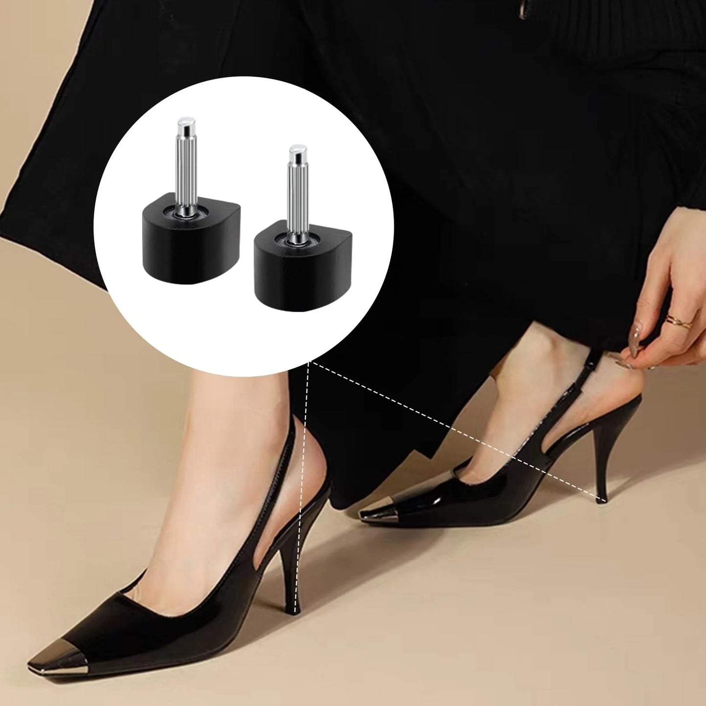 15 Pairs High Heel Replacement Tips, Black Repair Caps, 15