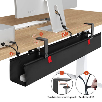 Univivi No Drill Under Desk Cable Management Tray, 36" 36"L x 5.5"W, Black