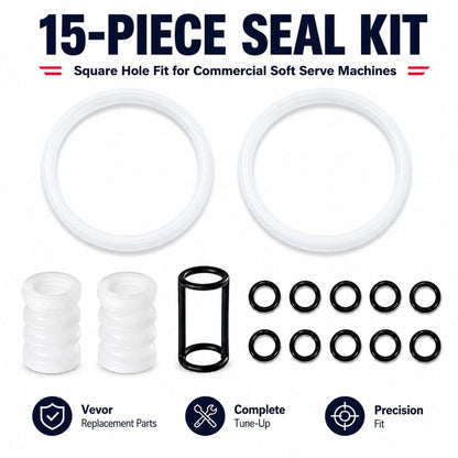 FROZTIVA 15-Piece Seal Kit for VEVOR Soft Serve Ice Small, Black amd White