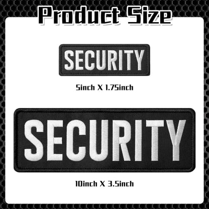 JEFUZH 2 Pack Security Patches Hook and 10"x3.4", 5"x1.8", S.ECURITU-BLACK