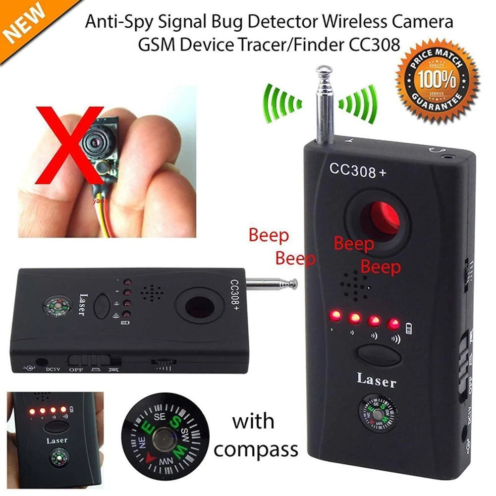 Anti-Spy 5-Mode Device Camera GSM Laser Lens Finder CC308 RF Signal Bug Detector