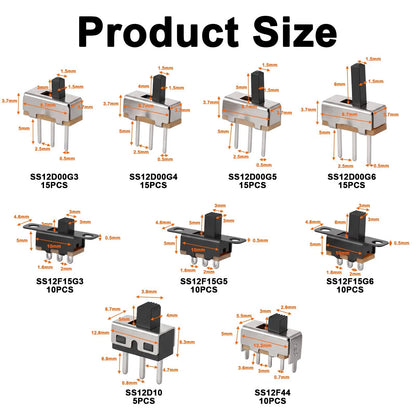 110PCS SPDT Mini Slide Switch Kit Micro 9Values readboard Switches...