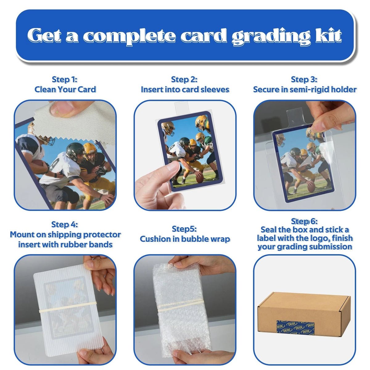 DEDC Card Grading Submission Kit Mailing with 4-set- PSA, White
