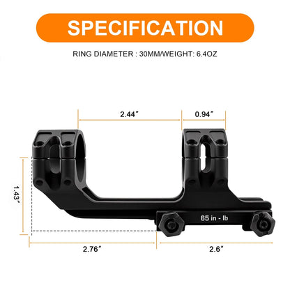 Techhunters Precision Rifle Scope Mounts - 6061-T6 Aluminum 30MM, BLACK