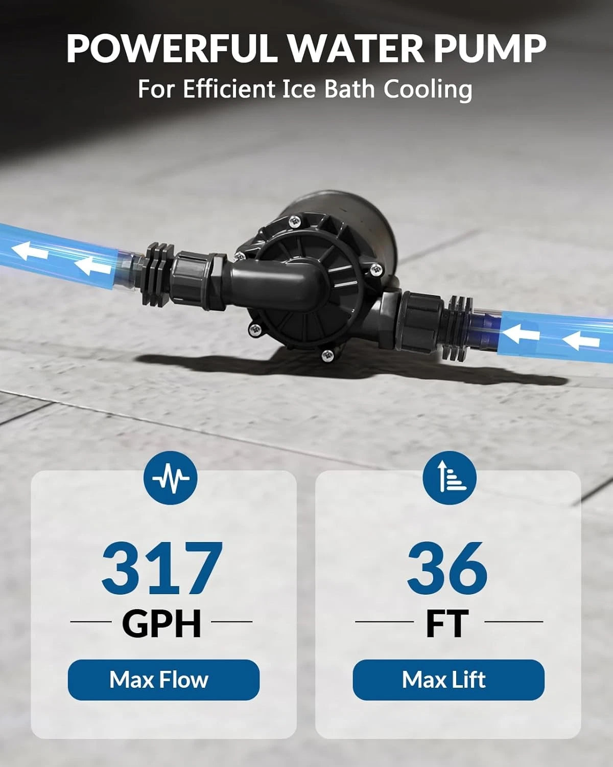 BAOSHISHAN Ice Bath Accessories Kit, Cold Plunge Kit with 317GPH Black