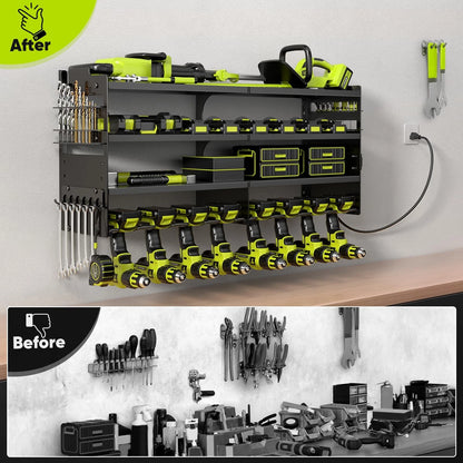 POKIPO Large Power Tool Organizer Wall Mount with Station, Black