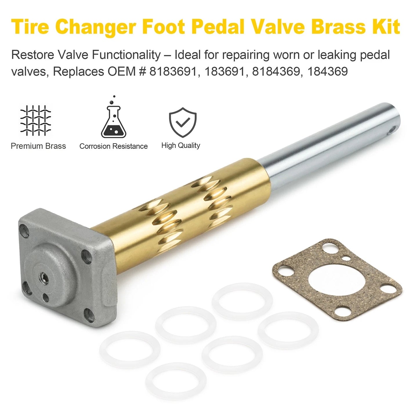 Brass Repair Kit for COATS Tire Changer Foot Pedal Valve Replaces 8183691 183691