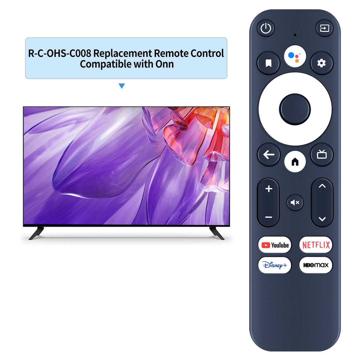 Remote Control For Onn Android TV FHD Streaming Stick 100024646 with Voice Black