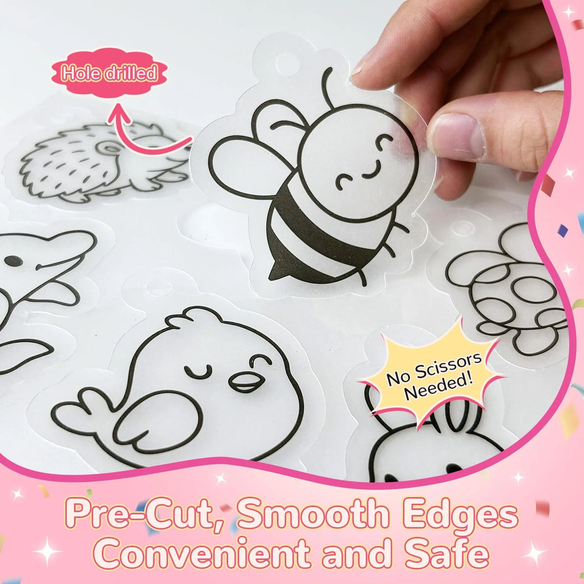 Family Pre-Cut Shrink Art Kit for 8.86*6.69*0.59 inches, Red And Pink