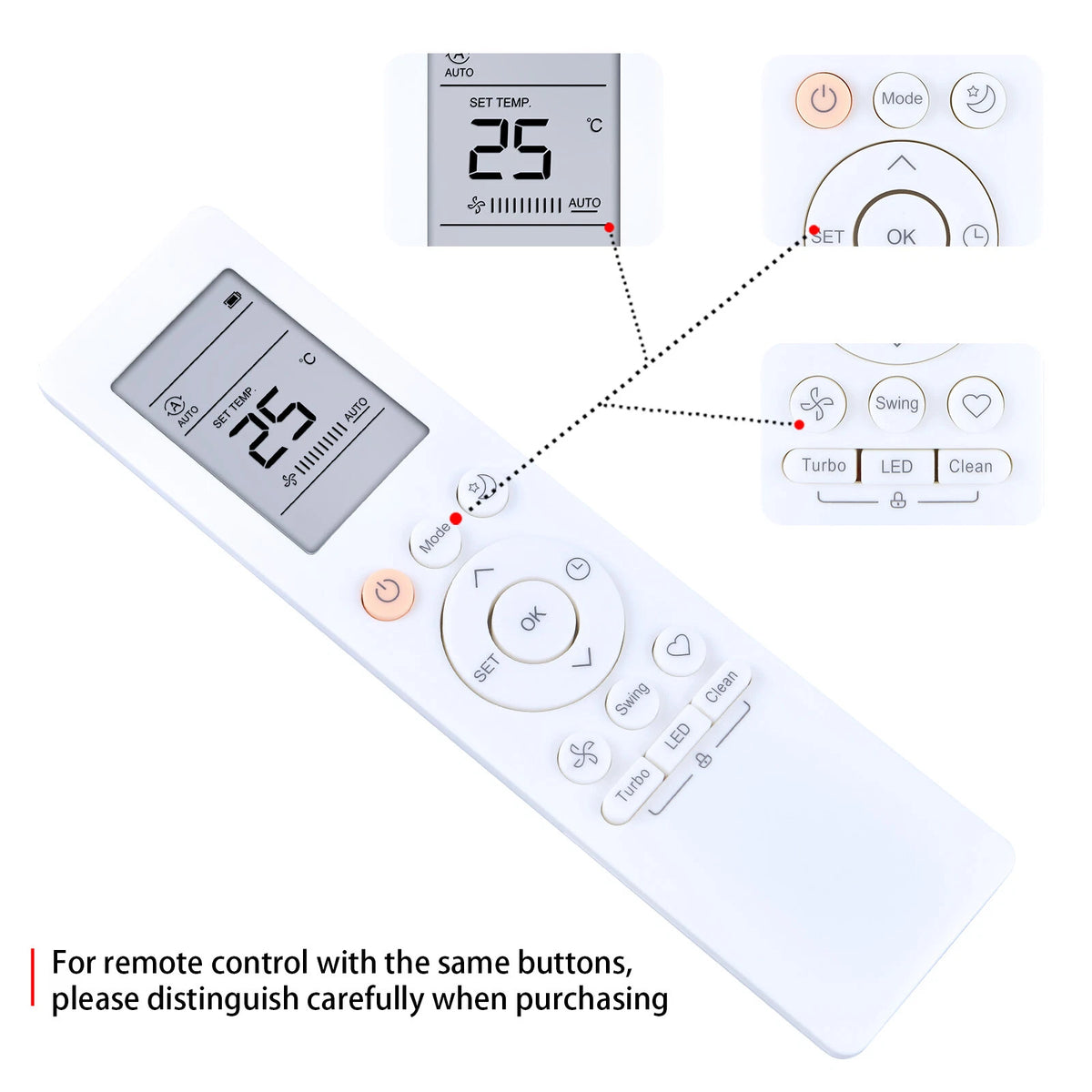 RG10B(B) /BGEF Remote Control For Midea AC Air Conditioner RG10B(B)BGEF
