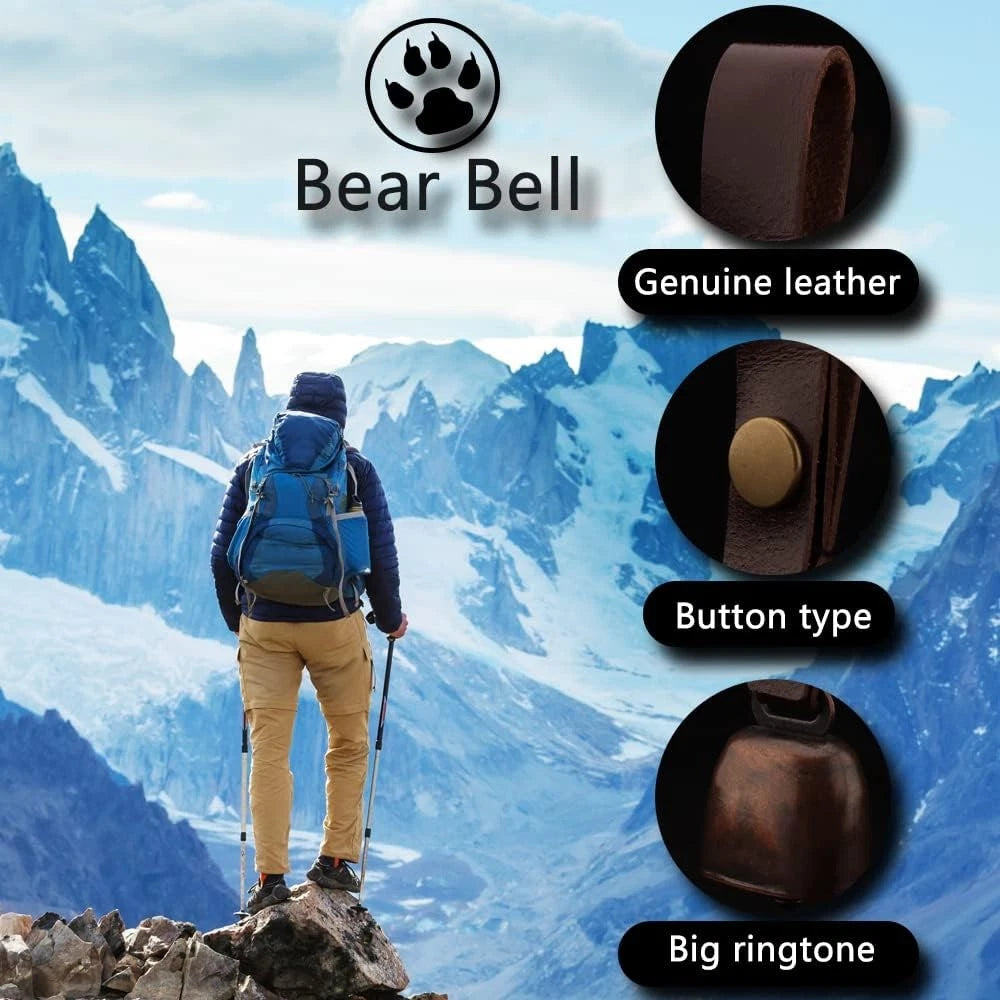 kcrygogo Loud Bear Bells with Leather Button Strap and Emergency Whistle for...