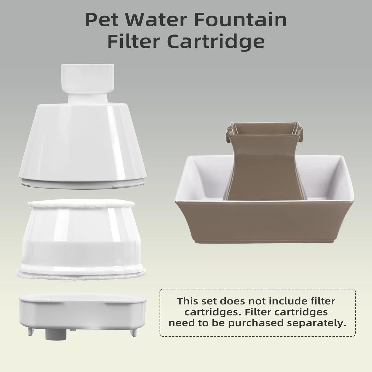 Cat Water Fountain Replacement Filter 1 Housing+2 Silicone Nozzle Plug, White
