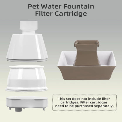 Cat Water Fountain Replacement Filter 1 Housing+2 Silicone Nozzle Plug, White