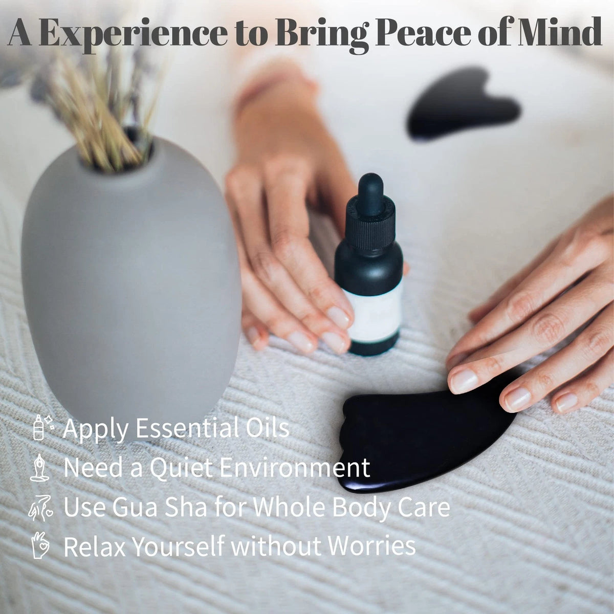 Rena Chris Guasha Massage Tool, 4 Pcs Gua Sha Facial 4 Piece Set, Black