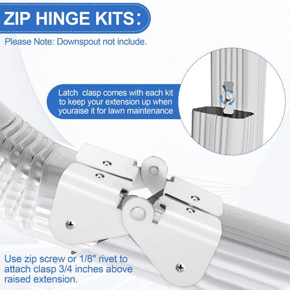 Gutter Downspout Hinge, 6Pcs Extension Flip-Up Zip Hinge White