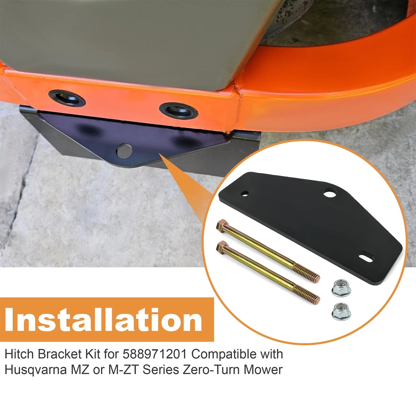 588971201 Rear Tow Hitch Kit for Husqvarna MZ M-ZT Zero Turn Lawn Mowers