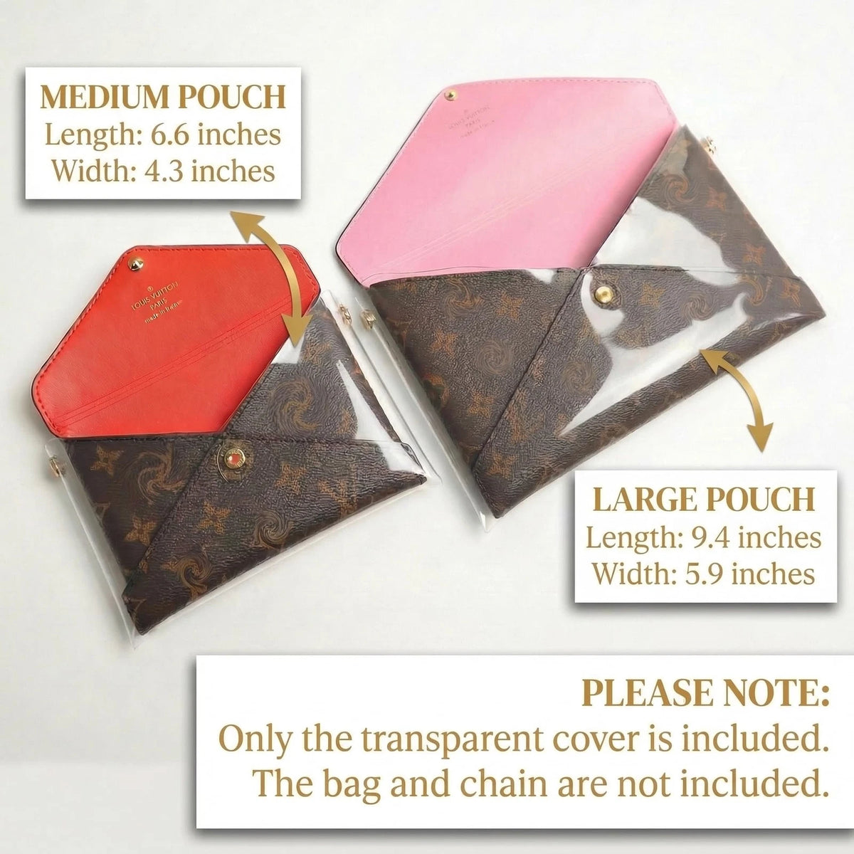 2PCS Clear TPU Case for Kirigami Pochette (L & M), Large+Medium Cover