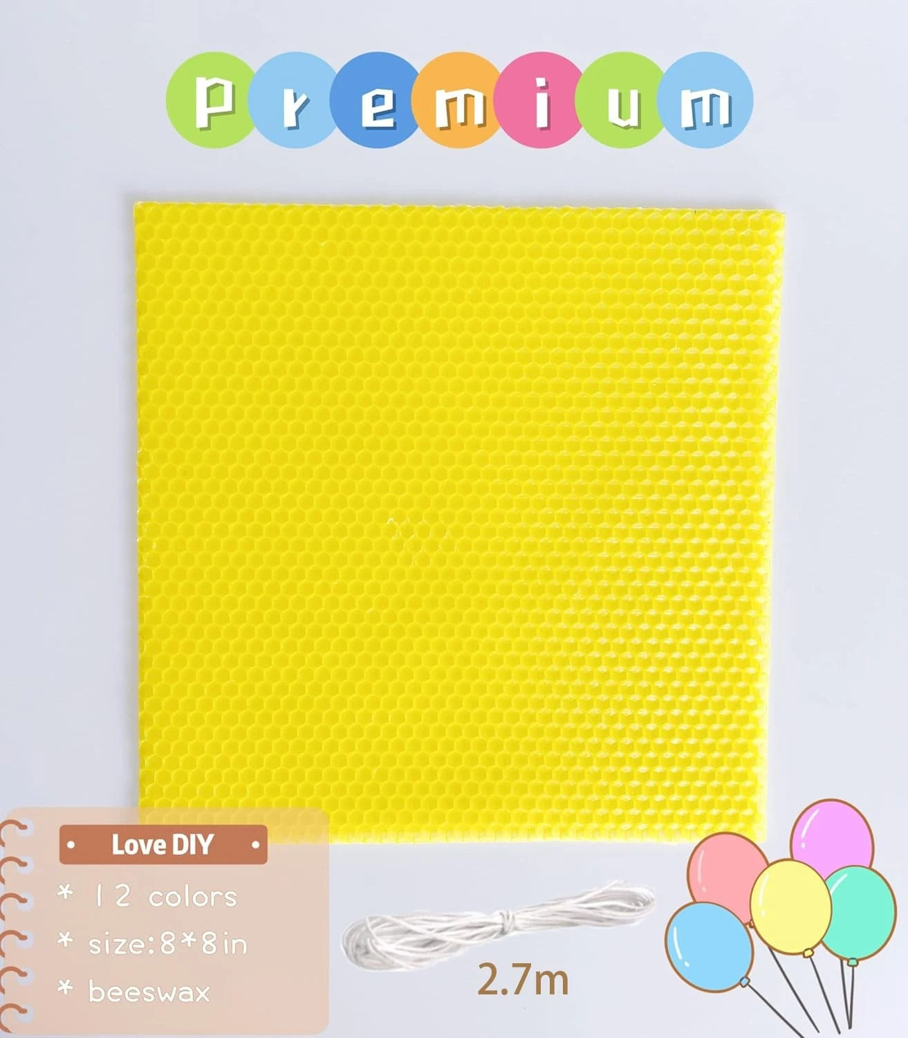 12 Colors Beeswax Sheets for Rolling Candle 8" X 8 x 8 inch 12 pcs, multi