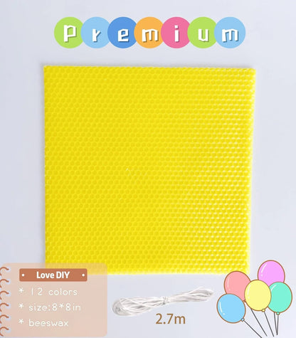 12 Colors Beeswax Sheets for Rolling Candle 8" X 8 x 8 inch 12 pcs, multi
