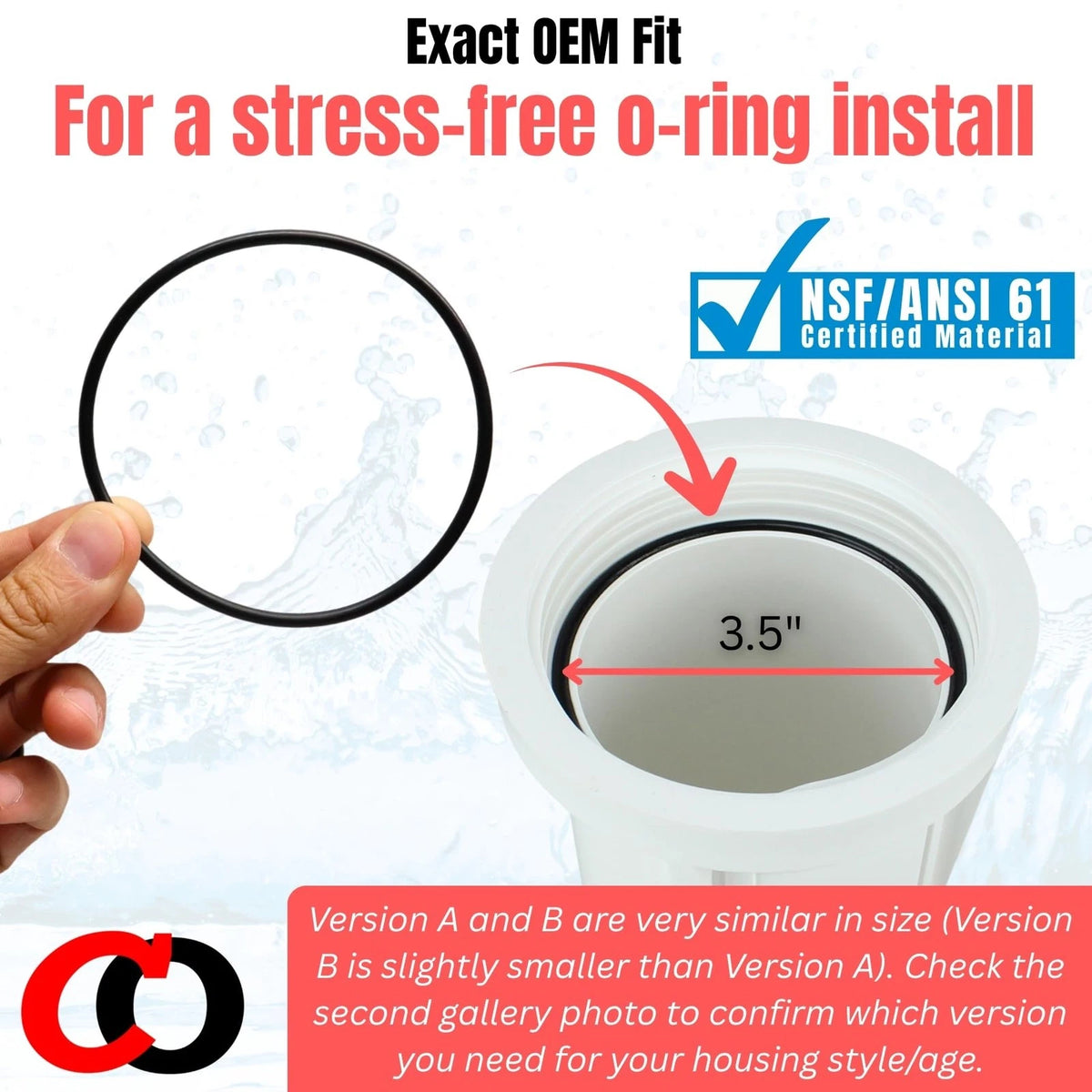 Captain O-Ring – Replacement 3.5” O-Rings for APEC Essence, Black (rubber)