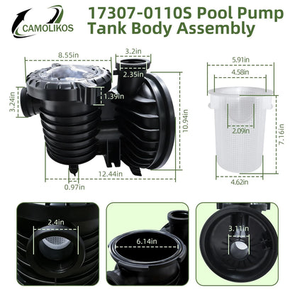 17307-0110S Pool Pump Tank Body Assembly Fits for Pentair Sta-Rite Black