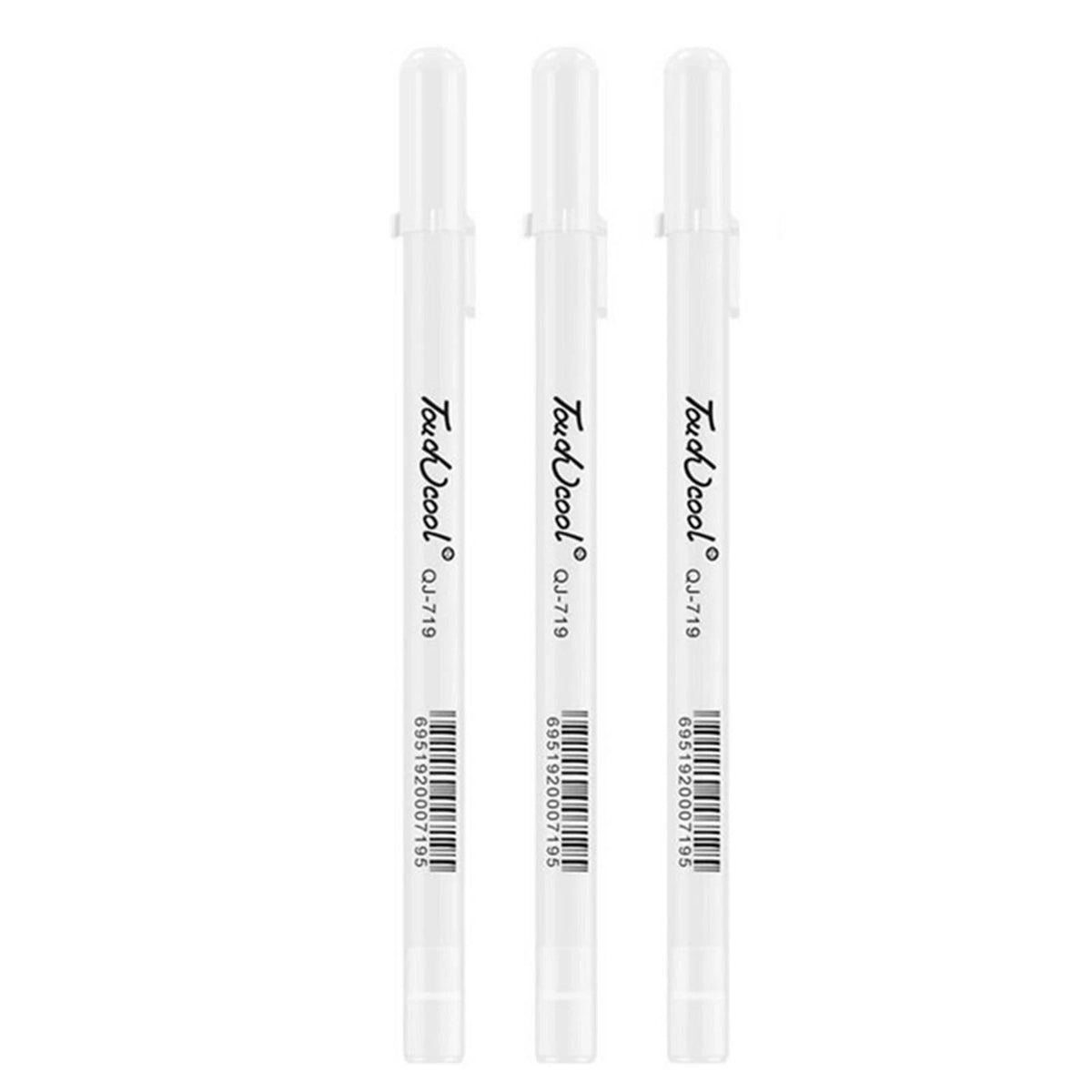 3* 0.8mm White Gel Ink Pen Drawing Art Fine Tip Sketching Painting Marker Tool