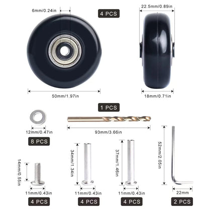 FLIHONST 50mm Suitcase Luggage Wheels Replacement Kits with Precision black