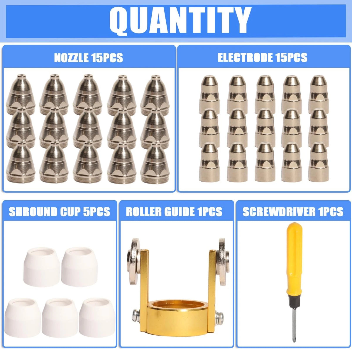 Shengbowi P80 Plasma Consumables: Torch Electrode Tips Kit, 80Amp 1.5mm for...