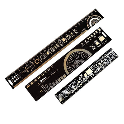 Mayata 3PCS/4PCS 15cm 20cm 25cm 30cm Multifunctional PCB Ruler black