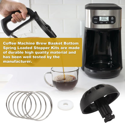 2-Pack Coffee Machine Brew Basket Bottom Spring Loaded Stopper Kits 2, Black