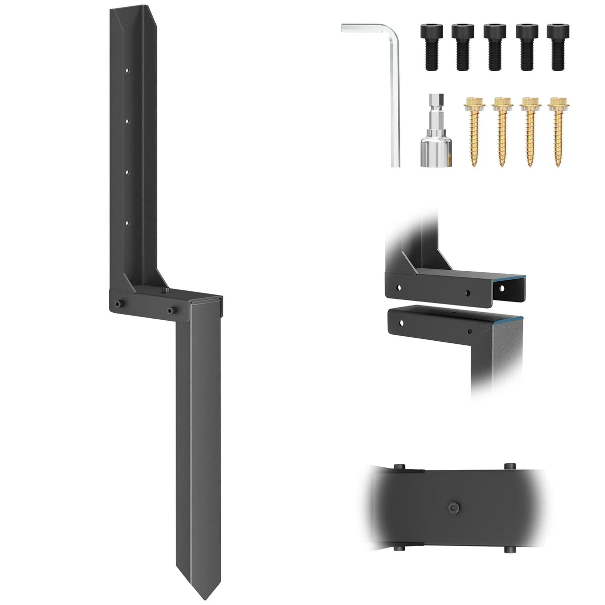 Fence Post Repair Kit 1 Pack, 8mm Double-Layer 29.67"H x 1.8"W, black