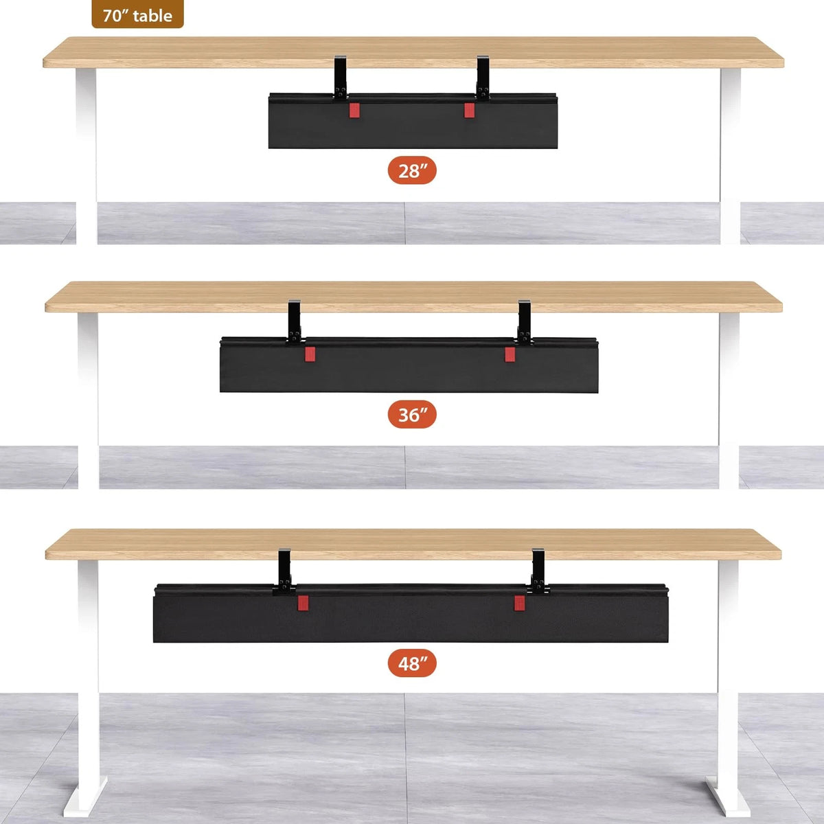 Univivi No Drill Under Desk Cable Management Tray, 36" 36"L x 5.5"W, Black