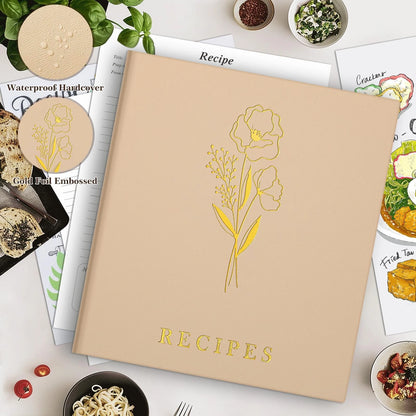 Lanpn Recipe Binder 8.5x11 3 Ring Kit, Waterproof 8.5 x 11 inches, Oat