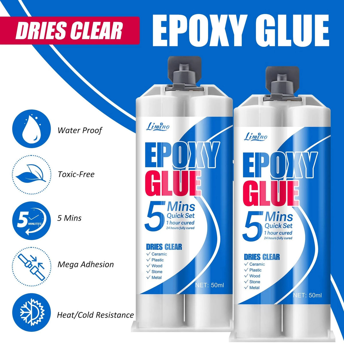 Epoxy Glue - 5 Minute Fast Repair Multi-Purpose for Repairing Clear