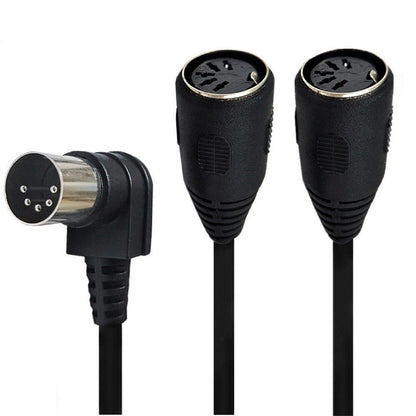 5 PIN MIDI DIN Male Right Angle Plug to 2 Female Socket Y Splitter Adapter Cable