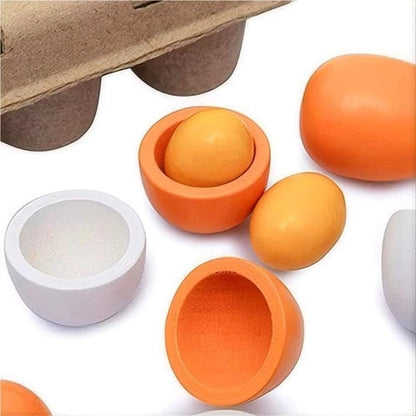 Sportsvoutdoors 6PCS Egg Kitchen Toys, Wooden Toy Food, Child-size, Yellow
