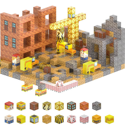 LADFAR Magnetic Building Blocks for Kids, Tiles 0.8 inches, Yellow