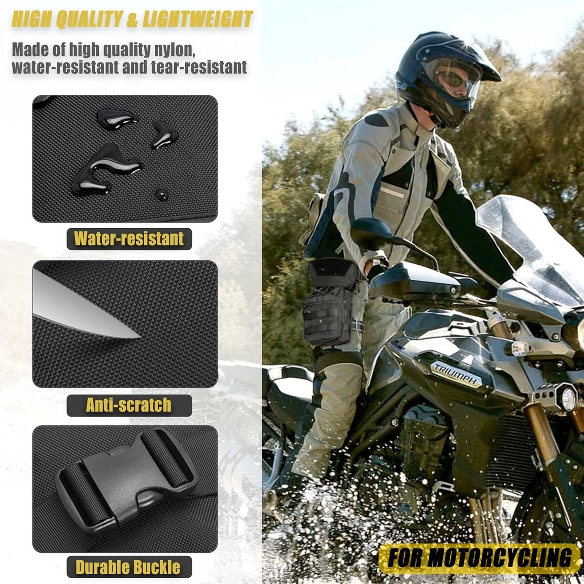 Tactical Drop Leg Bag Utility Pouch Molle Pack for Outdoor Motorcycle Black