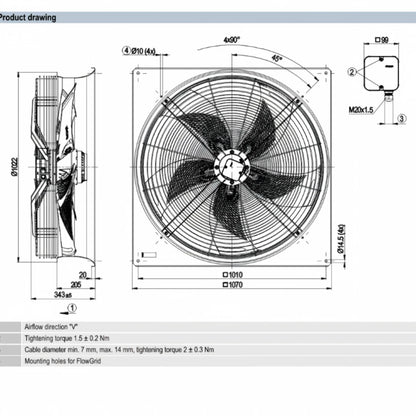 W6D910-KD01-01 for ebmpapst EC 400VAC for industrial Cooling Fan